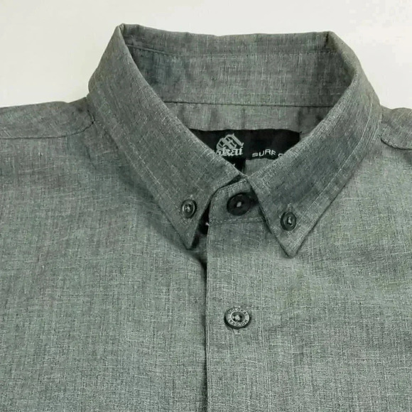 Molokai Surf Co. Medium Charcoal Gray Button Down Pocket Logo Tag Short Sleeve - Picture 7 of 9